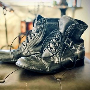 Distressed Leather High-top Boot